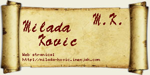 Milada Ković vizit kartica